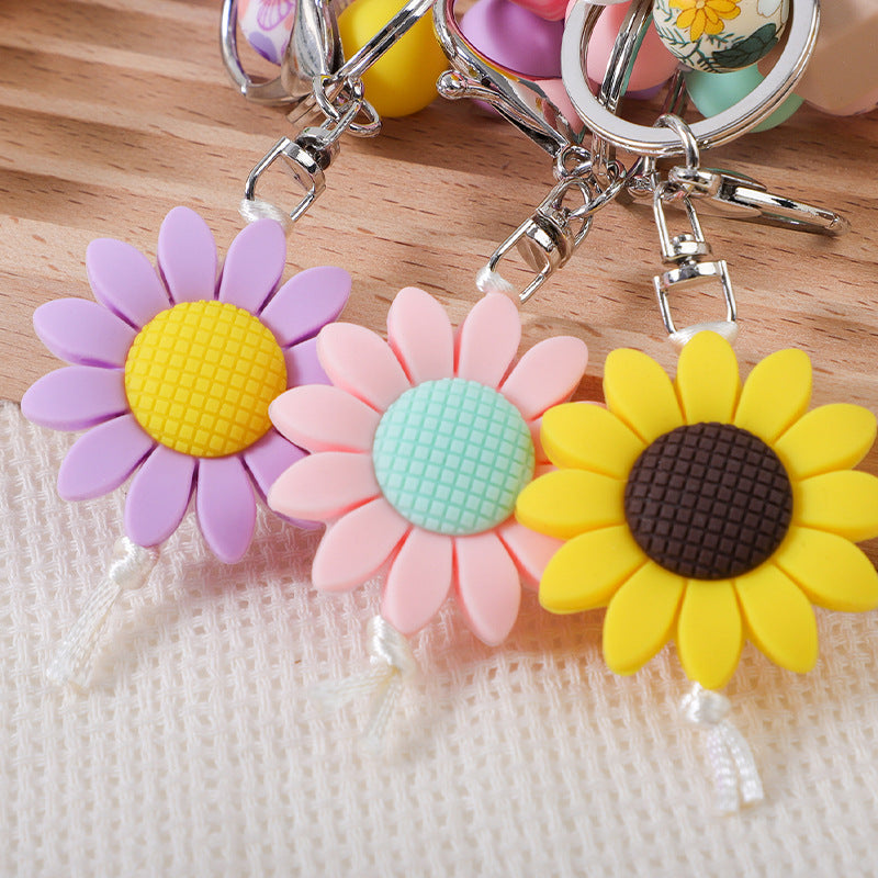 Wholesale sunflower silicone beaded bracelet bag pendant bracelet ladies bracelet keychain